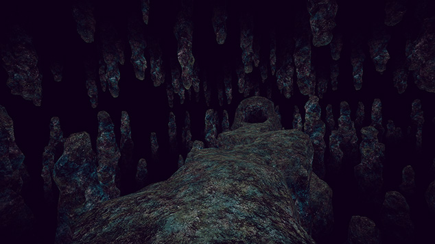 鍾乳石に囲まれたBottomless Cave Mapの洞窟シーン