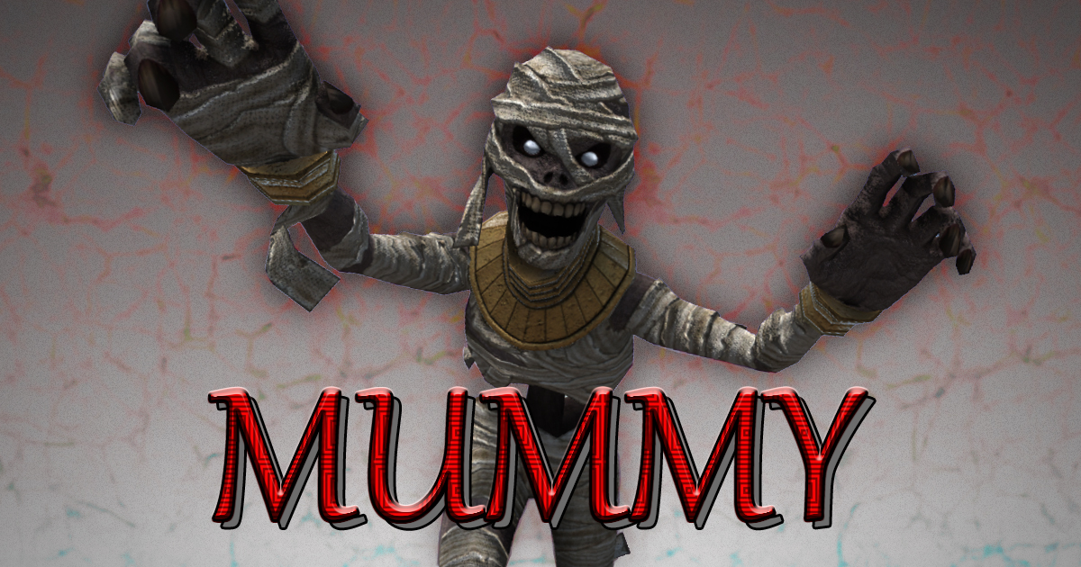 包帯と金色の装飾を身につけたMummyのキャラクター画像