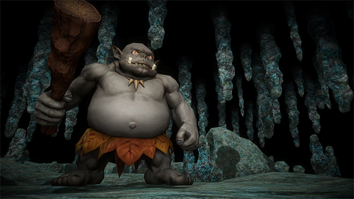 鍾乳洞で棍棒を持つOrc