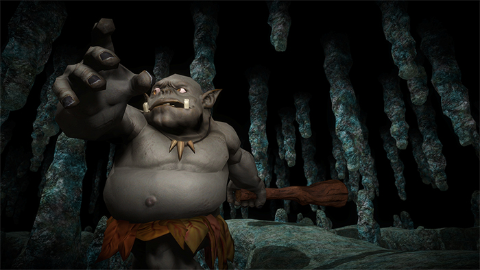 鍾乳洞で棍棒を振り上げるOrc