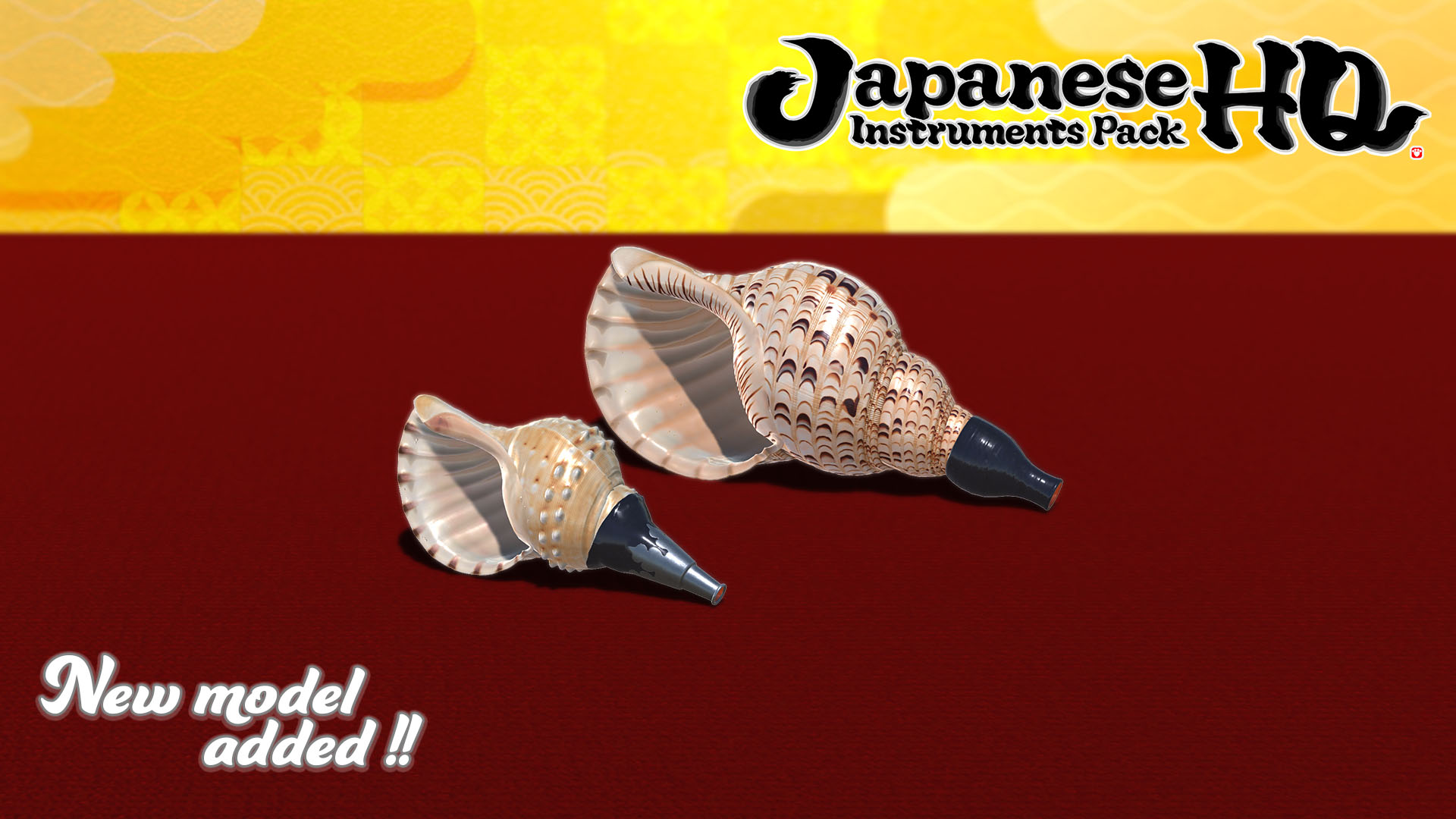「Japanese Instruments Pack HQ」に追加された大小の法螺貝を示す画像
